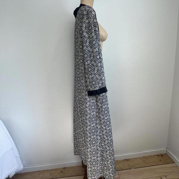 Vintage Women's One Size Blue Geometric Maxi Open Front Long Duster Cardigan - Picture 5 of 11